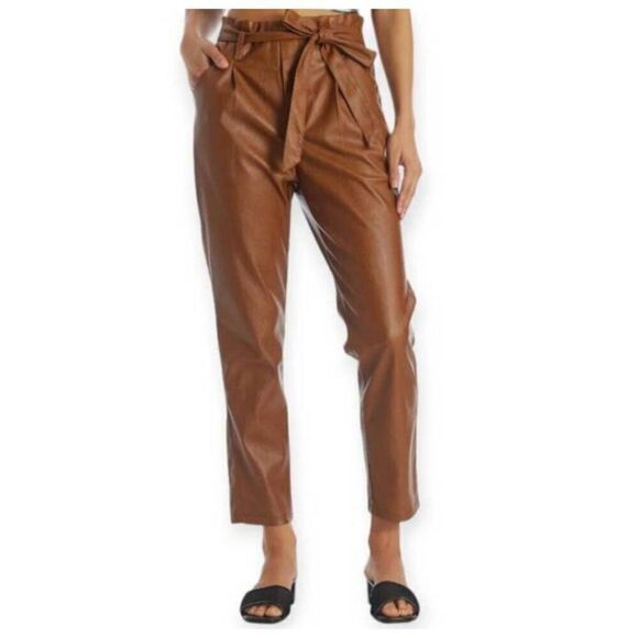 LUCY PARIS COGNAC ALAINA FAUX LEATHER PANTS SZ.XS EUC.  GORGEOUS PANTS IN EXCELL - Picture 1 of 10